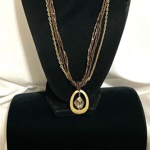 Coldwater Creek 5 Strand Beads & Chain with Pendant Necklace